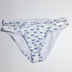 Splendid Fish Print Side Cutout Bikini Bottoms